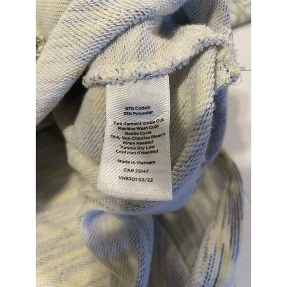 T by Talbots XL Sweatshirt Crewneck Classic French Terry Pullover Blue/Yellow - Picture 16 of 16